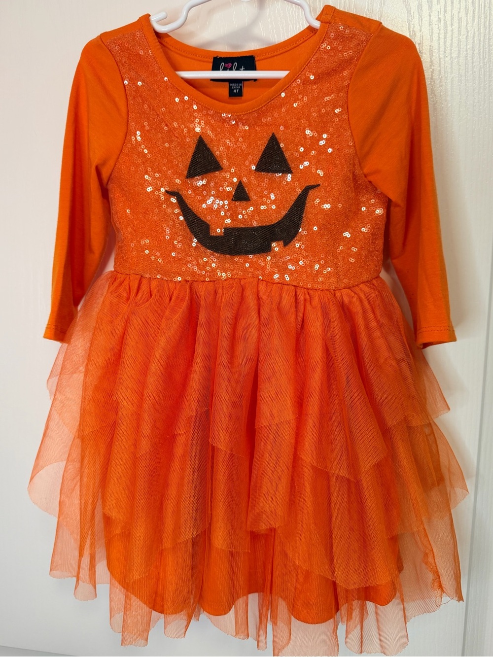 lilt Orange Jack-O'-Lantern Sequin Tulle Dress